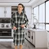 Men's Robe-Polyester Flannel Ultra-Lightweight Bathrobe for Unisex,Scottish Plaid Style Shawl Collar Bathrobe