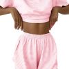 Summer 2 Piece Pajamas Sets Short Sleeve Sleepwear Pjs Lounge Split Short Sets