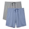Mens Pajama Shorts Soft Cotton Heather Sleep Shorts Comfy Breathable Lounge Pants With Fly 2 Pack