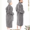 100% Cotton Robes for Women and Men, Soft Lightweight Quick Dry Unisex Couple Turkish Bathrobes