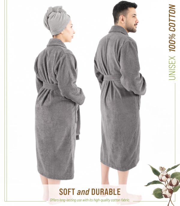 100% Cotton Robes for Women and Men, Soft Lightweight Quick Dry Unisex Couple Turkish Bathrobes