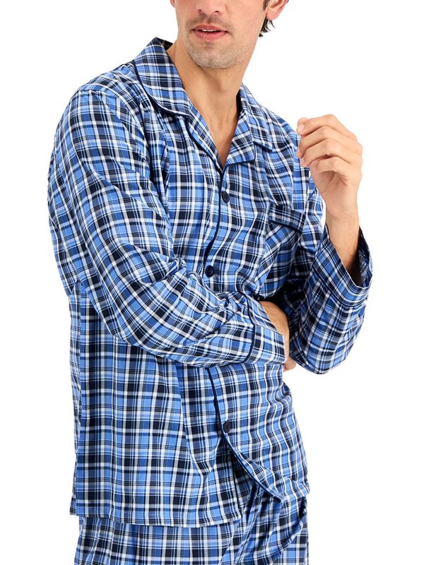 Men's Long Sleeve Plain Weave Pajama Set