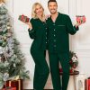 Matching Couple Christmas Pajamas Set Modal Long Sleeve Button-Down Sleepwear Family Festival Party Xmas PJs Sets