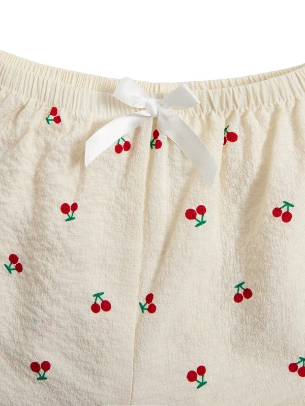 Women's 2 Piece Pajama Set Matching Pjs Sets Cute Printed Sleepwear Button Up Shirt with Lounge Shorts Set