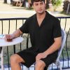 Mens Pajamas Set Short Sleeve Sleepwear Button Down Soft Loungewear 2 Piece Pj Shorts Sets with Pockets