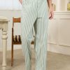 Mens 100% Cotton Pajama Pants, Soft Lightweight Striped Lounge Pj Bottoms for Men with Pockets