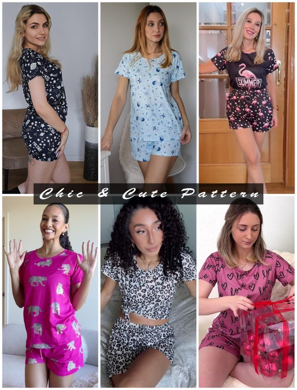 Womens Pajama Set 2 Piece Soft Lounge Set Short Sleeve Cozy Sleepwear Pjs Casual Loose Loungewear