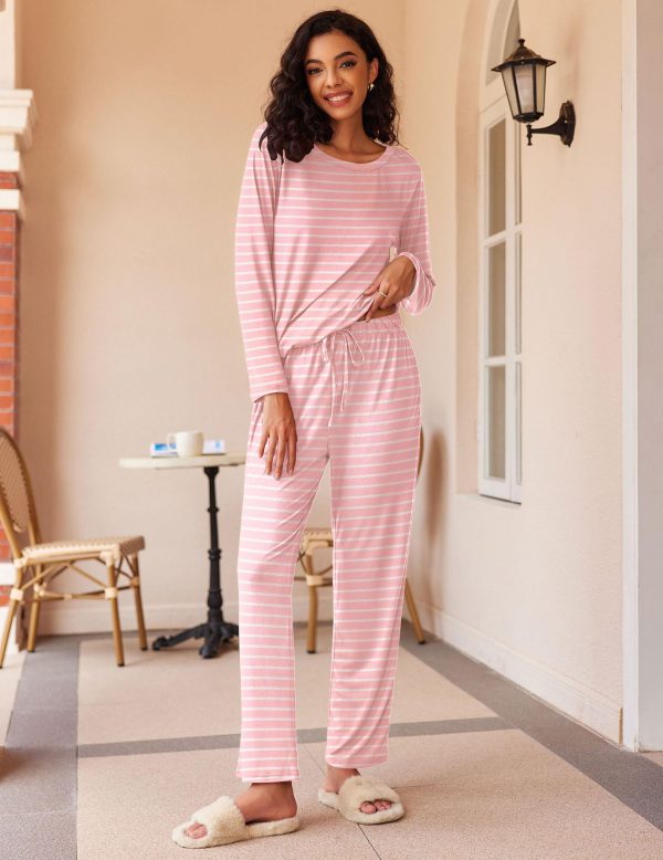 2 Pack Women's Pajama Set Soft Long Sleeve Sleepwear Loungewear Pjs Sets with Pockets S-XXL