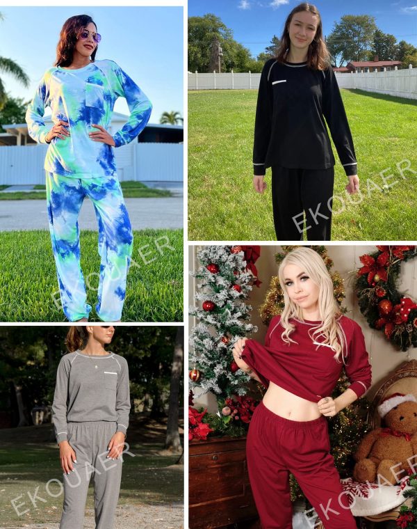 Pajamas Set for Women Soft Comfy Pjs Sets Long Sleeve Sleepwear Loungewear S-XXL
