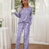 Womens 2 Pack Pajama Set Long Sleeve Pajamas Top and Pants V Neck Pjs Set Soft Loungewear with Pockets