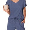 Women's Pajamas Set Ruffle Sleeves Sleepwear V Neck Comfy 2 Piece Pjs Loungewear Set with Pockets S-XXL