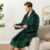 Mens Soft Robe Bathrobe for Men, Lightweight Fleece Male Robe Long Bath Shower Spa