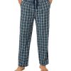 Mens Pajama Pants 100% Cotton Plaid Sleep & Lounge Pants, PJ Bottoms with Pockets and Button Fly