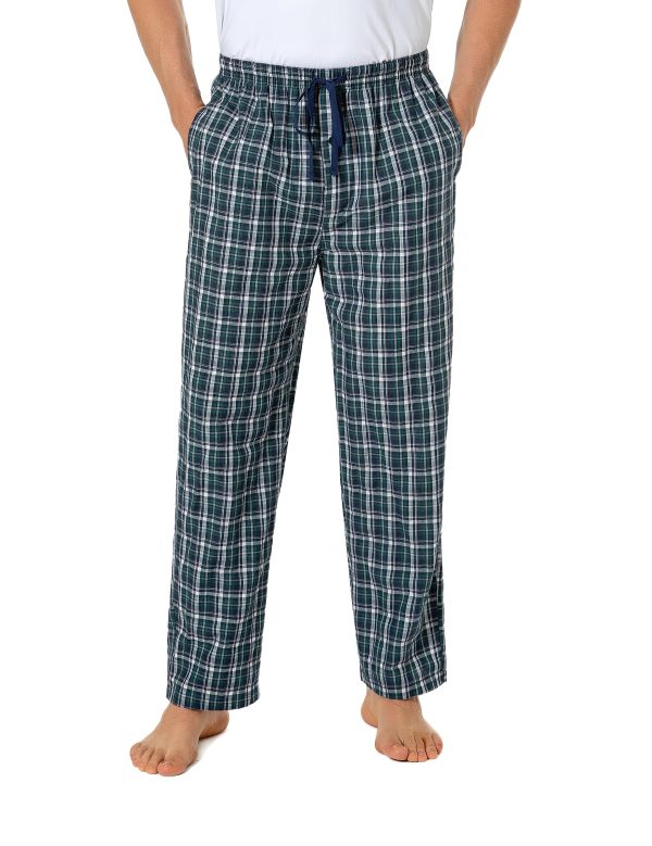 Mens Pajama Pants 100% Cotton Plaid Sleep & Lounge Pants, PJ Bottoms with Pockets and Button Fly
