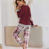 Pajamas Set for Women Long Sleeve Crew Neck Comfy Pjs Lounge Sets With Pockets