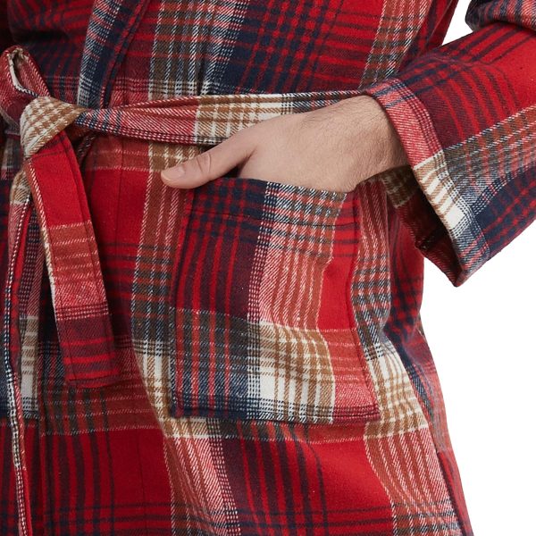 Mens Robe -Soft Microfiber Flannel Bathrobe for Unisex??Scottish Plaid Robe with Shawl Collar Lightweight Robe for Men