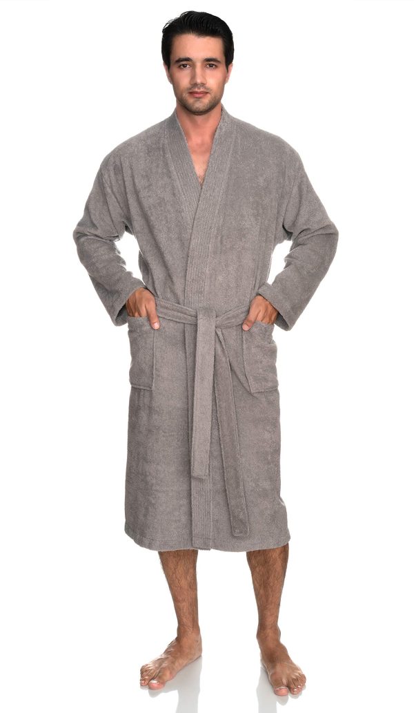 Mens Robe, 100% Cotton Terry Cloth Bathrobe, Soft Kimono Bath Robe for Men XS-4X