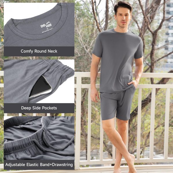 Mens Pajama Sets Shorts - Cool Pajamas Summer Pyjama PJS Loungewear Set - Pajamas Shorts PJ Sleepwear Sets for Men