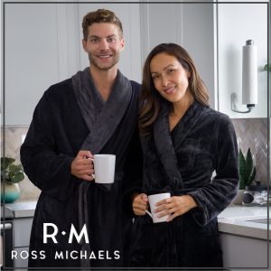Mens Robe Shawl Collar Wrap Style - Mid Length Plush Fleece Bathrobe