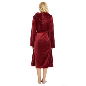Womens Hooded Fleece Robe, Soft Bathrobe for Womens, Cute Long House Coat