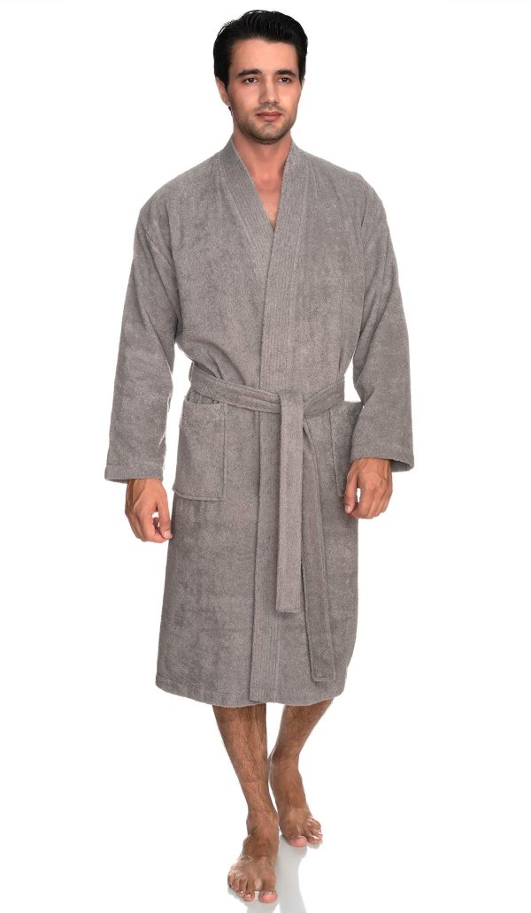 Mens Robe, 100% Cotton Terry Cloth Bathrobe, Soft Kimono Bath Robe for Men XS-4X