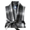Men's Robe-Polyester Flannel Ultra-Lightweight Bathrobe for Unisex,Scottish Plaid Style Shawl Collar Bathrobe