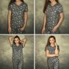 Women's Sleepwear Capri Pajama Sets Short Sleeve Two-Piece Pjs V Neck Tops & Capri Pants with Pockets S-3XL