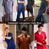 Men Satin Silk Pajamas Set 2 Piece Button Down Sleepwear Long Pants Loungewear with Pockets