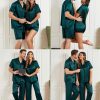 Mens 3pcs Pajamas Set Silk Satin Short Sleeve Sleepwear Button Down Pjs Classic Loungewear Nightwear