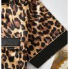 Men's 2 Piece Leopard Print Satin Pajama Set Button Down Short Sleeve Shorts Loungewear Sets
