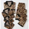 Men's 2 Piece Leopard Print Satin Pajama Set Button Down Short Sleeve Shorts Loungewear Sets
