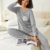2 Pack Womens Pajama Sets Long Sleeve Lounge Sets Soft Pj Sleepwear Loungewear