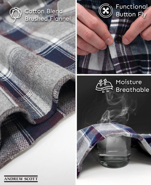 Men's 3 Pack Cotton Flannel Fleece Brush Pajama Sleep & Lounge Pants