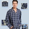 Mens Sleepwear Pajama Sets for Men Soft Comfortable Button-Down Long Sleeve Loungewear PJs