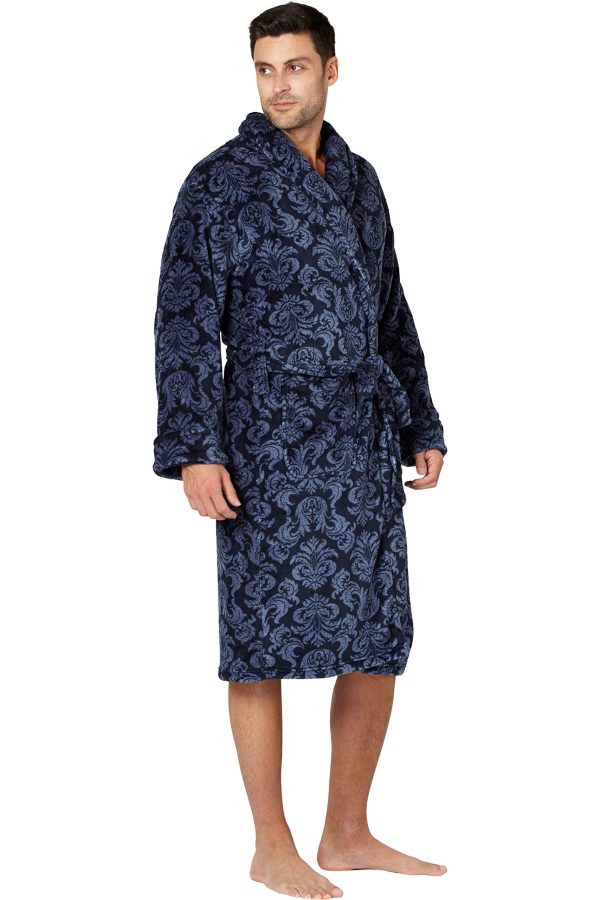 Men's Paisley Corel Robe, Navy