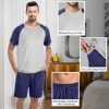 2 Sets Men's Pajamas Short Sleeve Pyjama Modal Sleepwear Shorts with Pockets Nightwear Soft Comfy Pjs Set