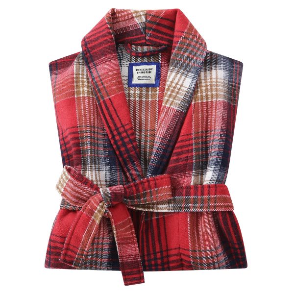 Mens Robe -Soft Microfiber Flannel Bathrobe for Unisex??Scottish Plaid Robe with Shawl Collar Lightweight Robe for Men