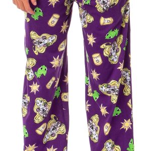 Disney Tangled Adult Rapunzel Pascal and Lanterns Pajama Lounge Sleep Pants for Men and Women