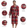 Mens Robe -Soft Microfiber Flannel Bathrobe for Unisex??Scottish Plaid Robe with Shawl Collar Lightweight Robe for Men