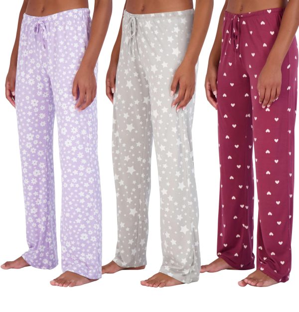 3 Pack: Women’s Ultra-Soft Comfy Pajama Lounge Pants Sleepwear (Available in Plus Size)