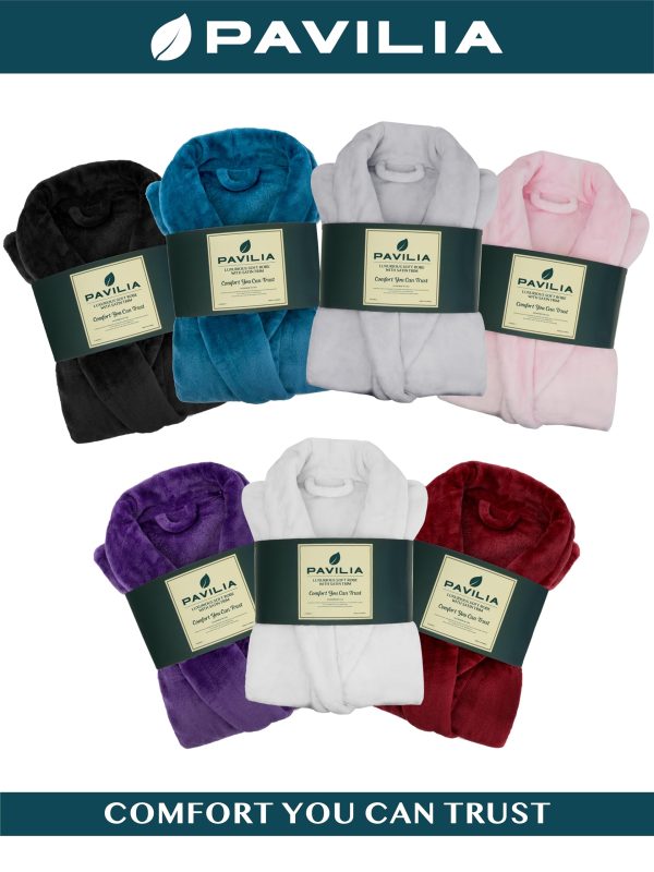 Women Robe Fleece Plush Soft, Fluffy Fuzzy Cozy Warm Lightweight Bathrobe, Shower Spa House Long Robe for Women