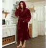 Mens Hooded Robe, Plush Robes for Men Long Fleece Bathrobe