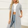 Women Zipper Robes Waffle Short Bathrobe Lightweight House Coat with Pockets Soft Nightgown S-3XL