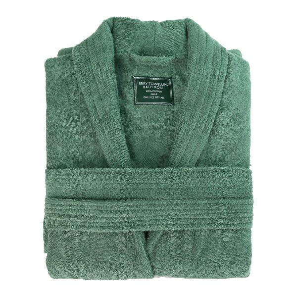 Pure Cotton Terrycloth Robe for Men,100% Cotton Bathrobe Towel with Long Sleeve Cozy Soft Plush Shawl Collar,One Size