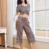 2 Pack: Women's Pajamas Set Short Sleeve Sleepwear Capri Pants Pjs Soft Loungewear with Pockets