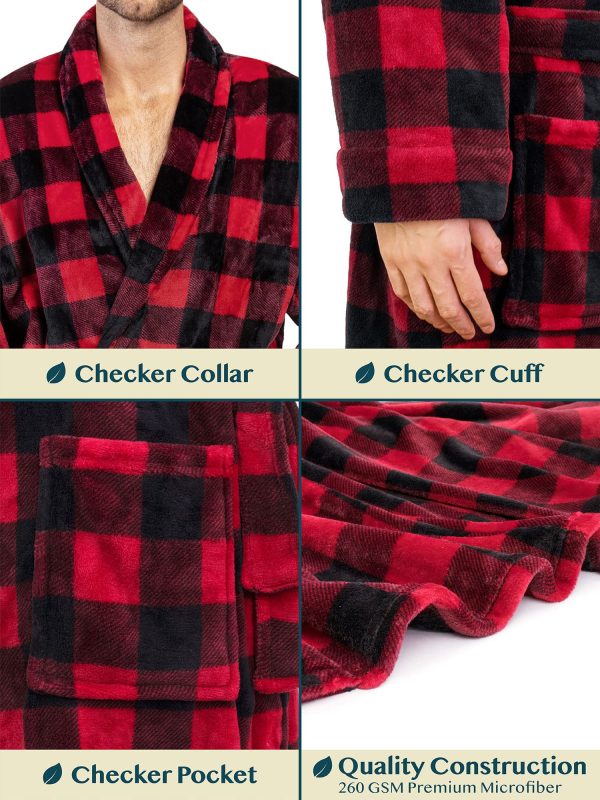 Mens Robe, Soft Robe for Men, Fleece Warm Long Bathrobe for Bath Shower Spa