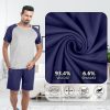 2 Sets Men's Pajamas Short Sleeve Pyjama Modal Sleepwear Shorts with Pockets Nightwear Soft Comfy Pjs Set
