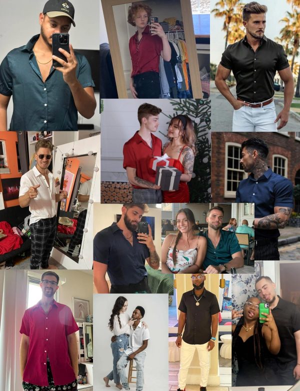 Men Silk Satin Pajamas Short Sleeve Pjs Set Button Down Sleepwear Soft Lounge Set Nightwear with Pockets