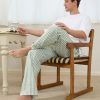 Mens 100% Cotton Pajama Pants, Soft Lightweight Striped Lounge Pj Bottoms for Men with Pockets