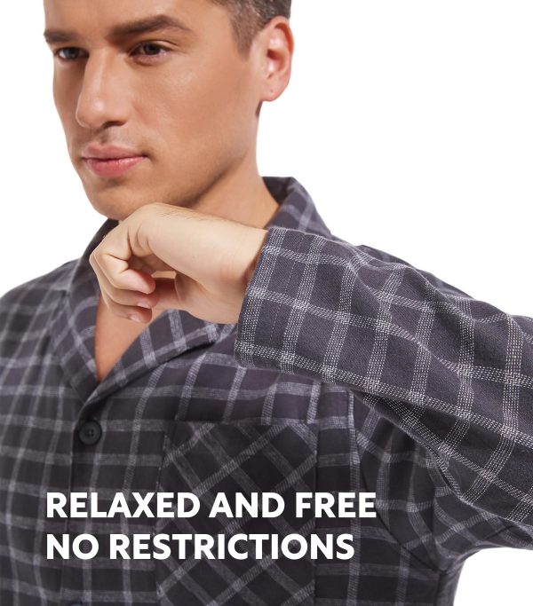 Mens Flannel Pajamas Set Ultra-Soft Cotton Pajamas for Men Classic Plaid Lounge Set with Roomy Pockets